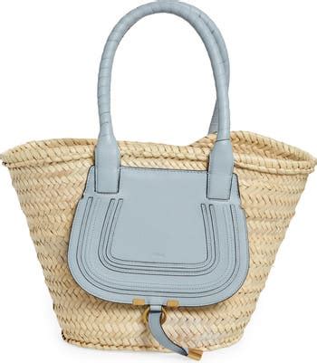 Chloé Medium Marcie Panier Woven Palm Basket Tote